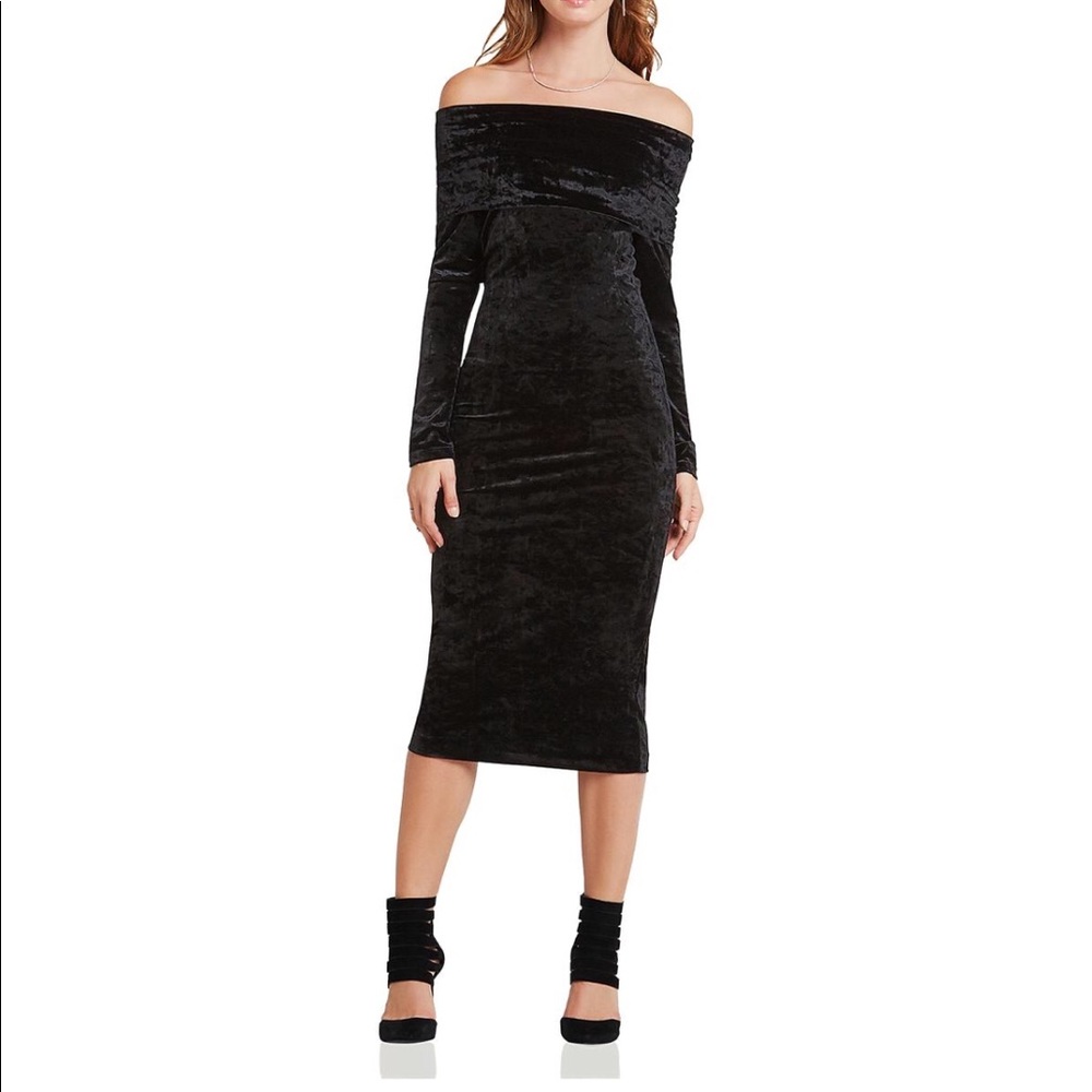 BCBG Black Velvet Off the Shoulder Dress / Size L